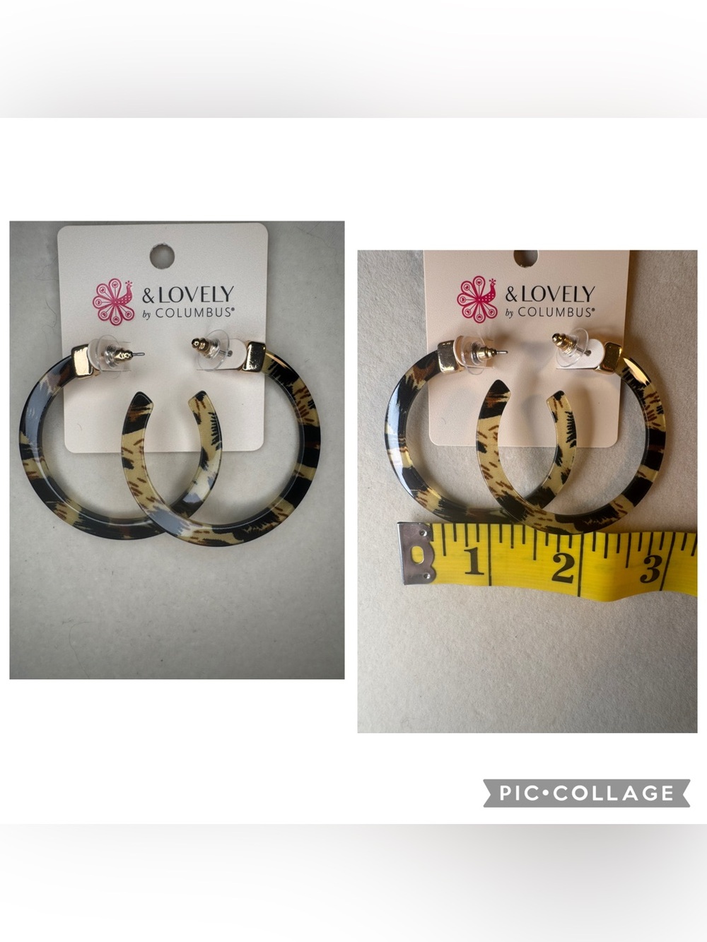 New And Lovely Tortoiseshell Hoop Earrings - Black & Cream